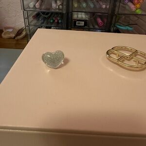 Clear ring with silver glitter heart